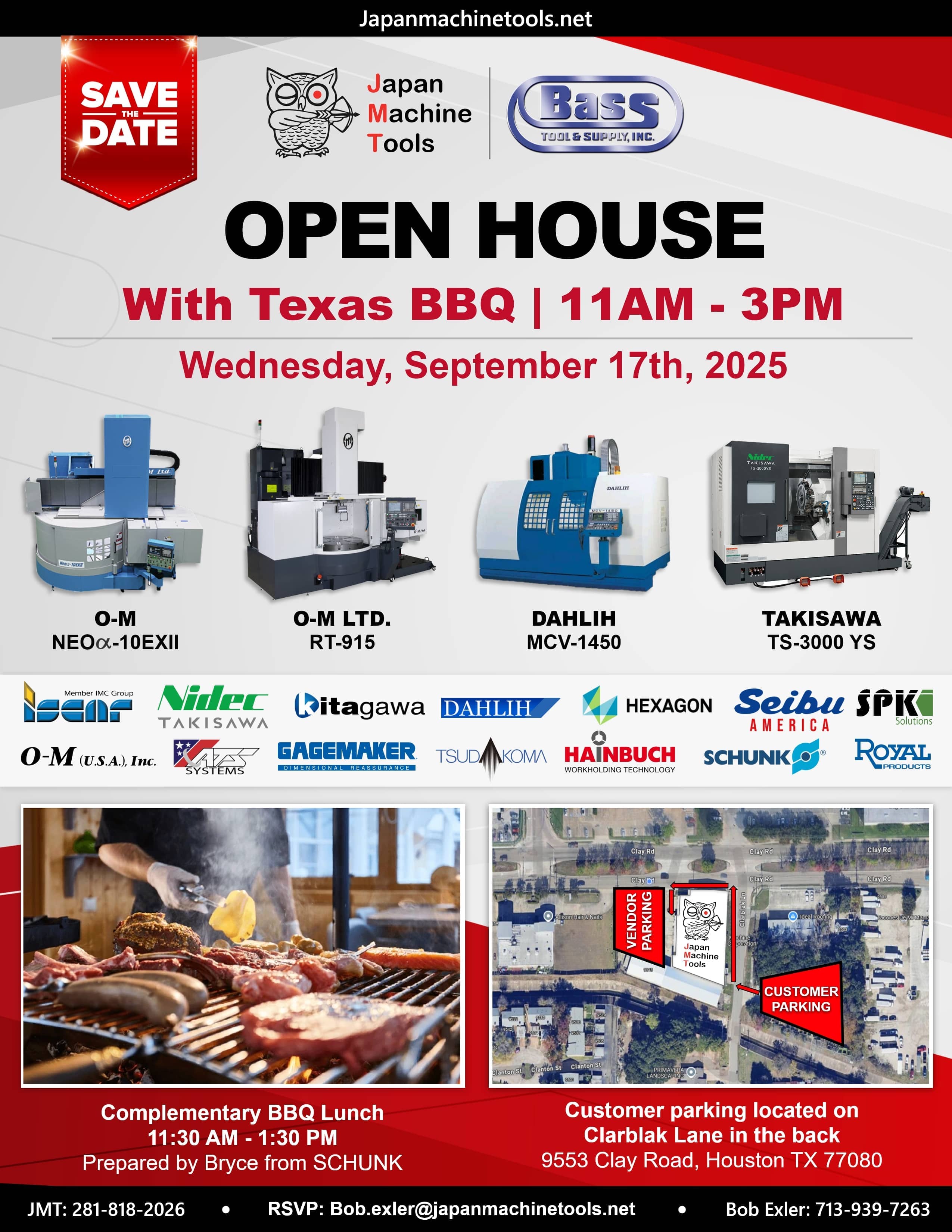 Promotional flyer for the Japan Machine Tool Open House event